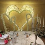Décoration de mariage, cadre coeur lumineux tissé en fibre minérale