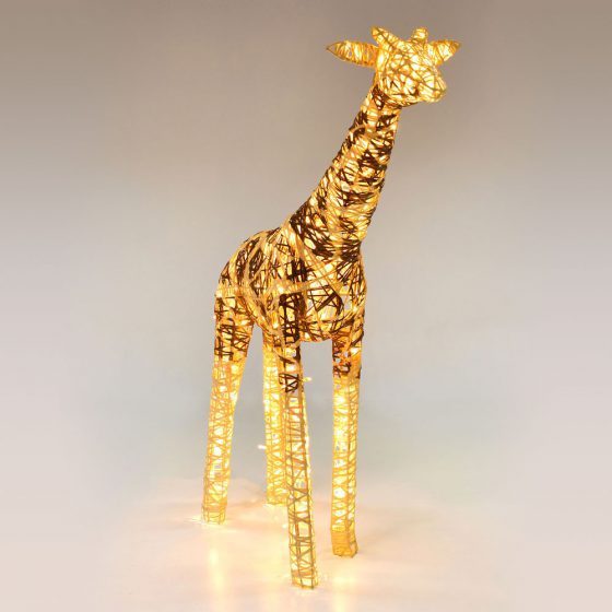 Girafe lumineuse, structure 3D, fibre minérale, led