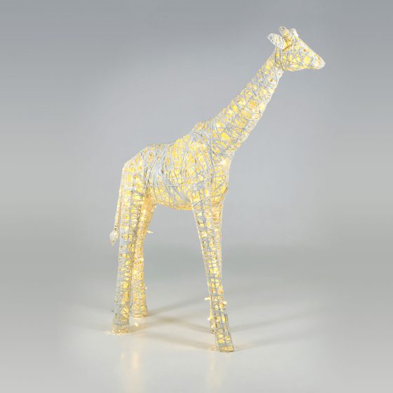 Girafe lumineuse, structure 3D, fibre minérale, led