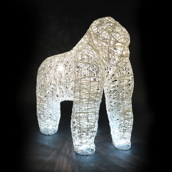 Gorille lumineux, structure 3D, fibre minérale, led