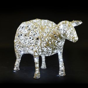 Mouton lumineux, structure 3D, fibre minérale, led